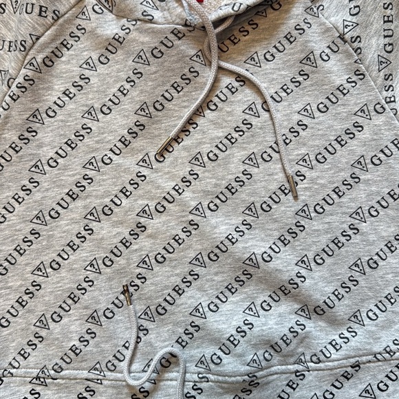 GUESS Light Gray All-Over Logo Women's Hoodie - Picture 4 of 4